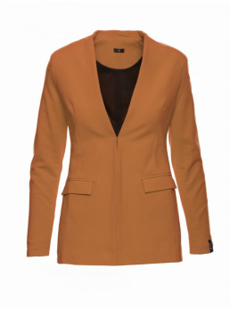 B102 Medvilnės mišinio atviras švarkas - karamelės