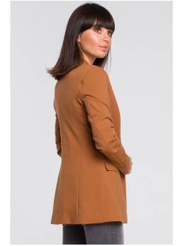 B102 Medvilnės mišinio atviras švarkas - karamelės