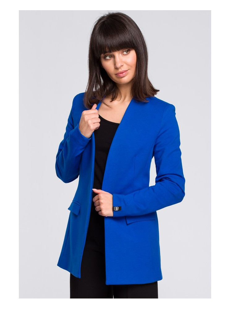 B102 Medvilnės mišinio atviras švarkas - karališka mėlyna