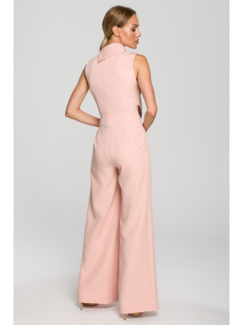 M702 Sleeveless jumpsuit with double layer top - powder