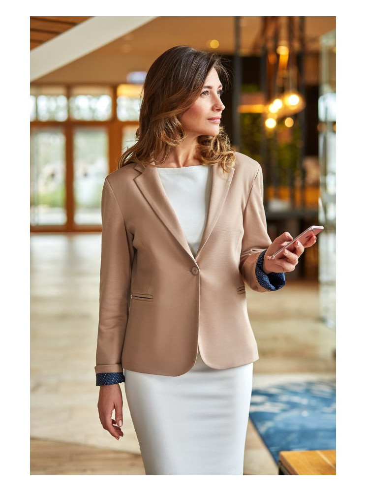 S154 Švarkas su viena saga - smėlio