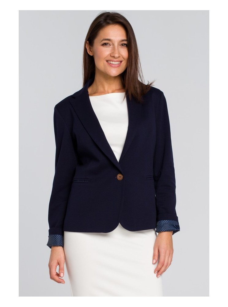 S154 Vieno sagos švarkas - tamsiai mėlyna