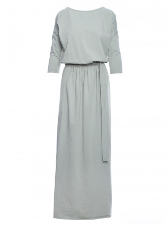 M435 Medvilninė ilga suknelė su dirželiu - pistachio