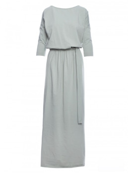 M435 Medvilninė ilga suknelė su dirželiu - pistachio