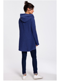 B131 Pūkinis aukštu kaklu megztinis - indigo