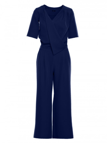 M703 Jumpsuit with decorative V-neck top - navy blue