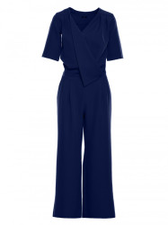 M703 Jumpsuit with decorative V-neck top - navy blue