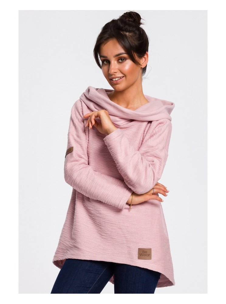 B131 Aukštu kaklu megztinis - pudros