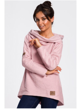 B131 Aukštu kaklu megztinis - pudros