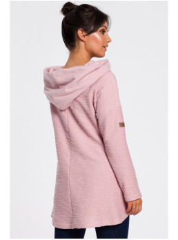 B131 Aukštu kaklu megztinis - pudros