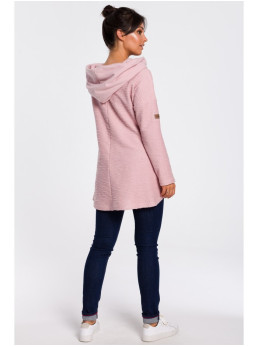 B131 Aukštu kaklu megztinis - pudros