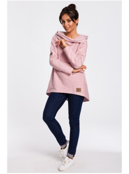 B131 Aukštu kaklu megztinis - pudros