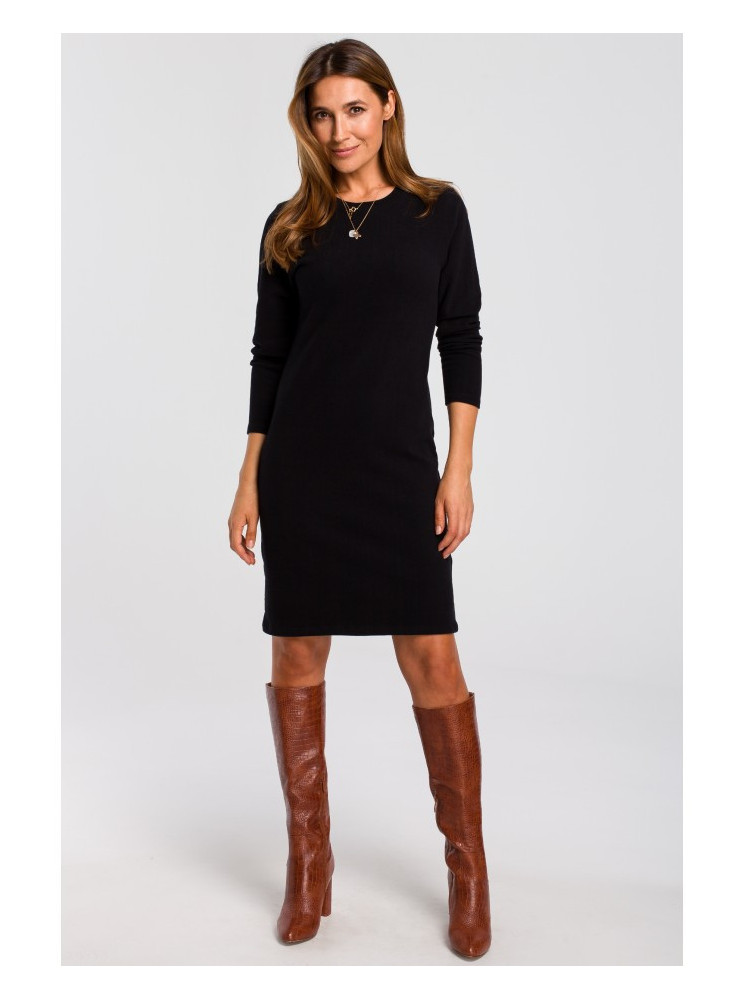 S178 Ilga megzta suknelė - juoda