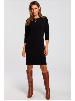 S178 Ilga megzta suknelė - juoda