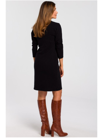 S178 Ilga megzta suknelė - juoda
