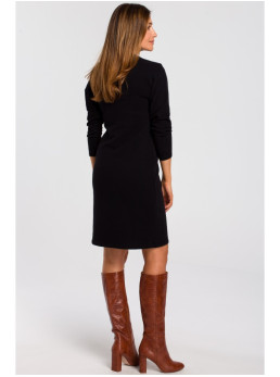 S178 Ilga megzta suknelė - juoda