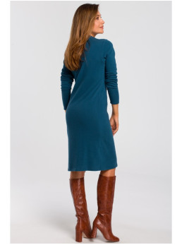 S178 Ilgaaulė megzta suknelė - vandenyno mėlyna