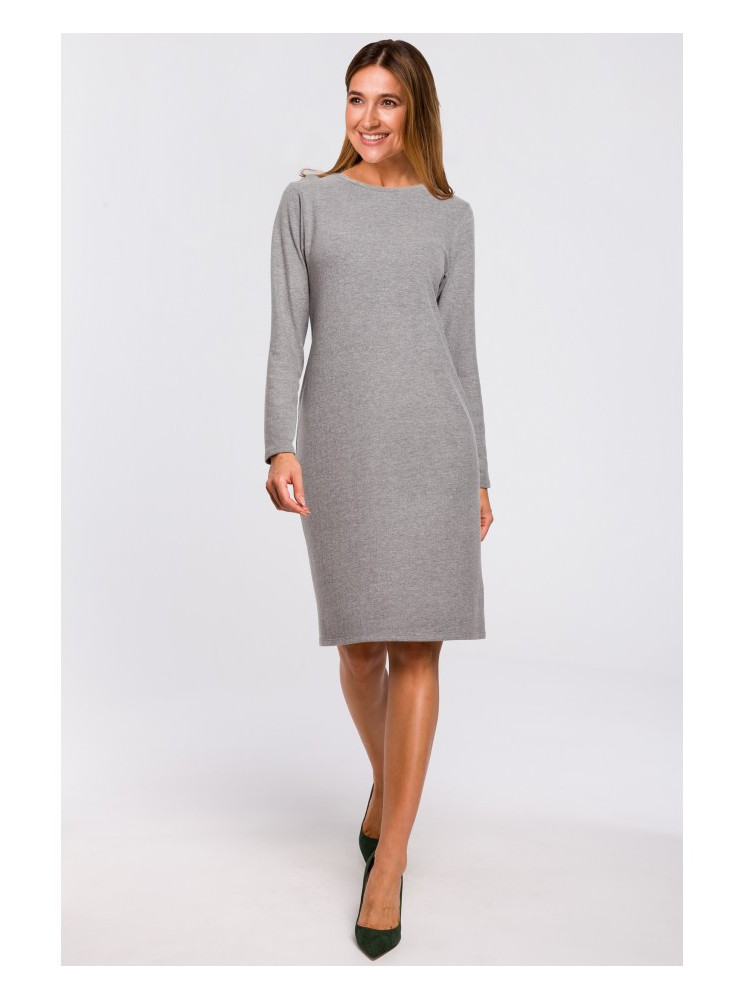 S178 Ilga megzta suknelė - pilka