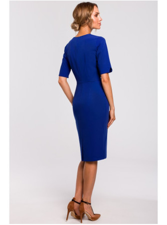 M455 Suknelė V formos iškirpte - karališka mėlyna