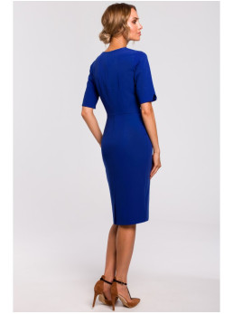 M455 Suknelė V formos iškirpte - karališka mėlyna