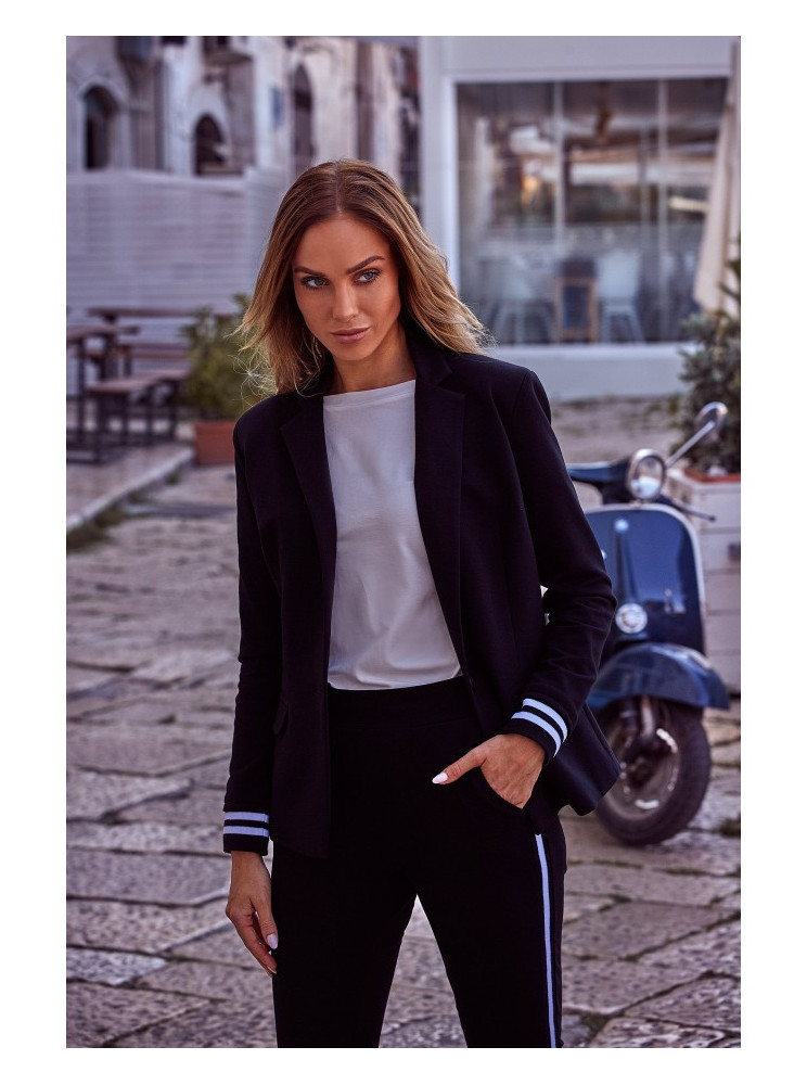 M459 Švarkas su dryžuotais rankogaliais - juoda