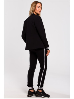 M459 Švarkas su dryžuotais rankogaliais - juoda