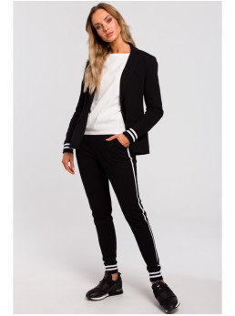 M459 Švarkas su dryžuotais rankogaliais - juoda