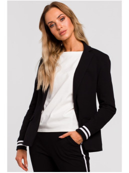 M459 Švarkas su dryžuotais rankogaliais - juoda