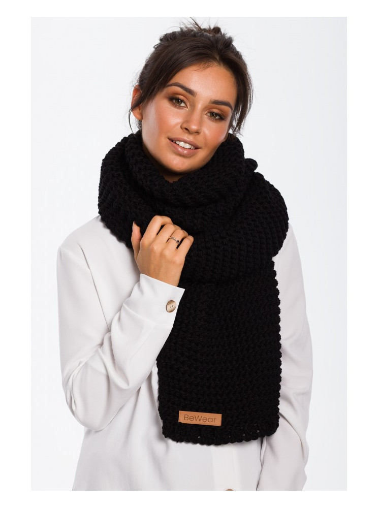 BK041 Ilgas žieminis šalikas su logotipu - juoda