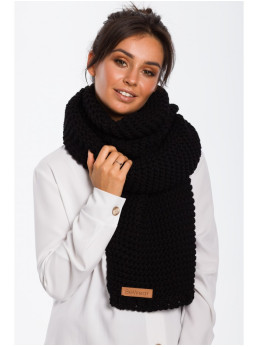 BK041 Ilgas žieminis šalikas su logotipu - juoda