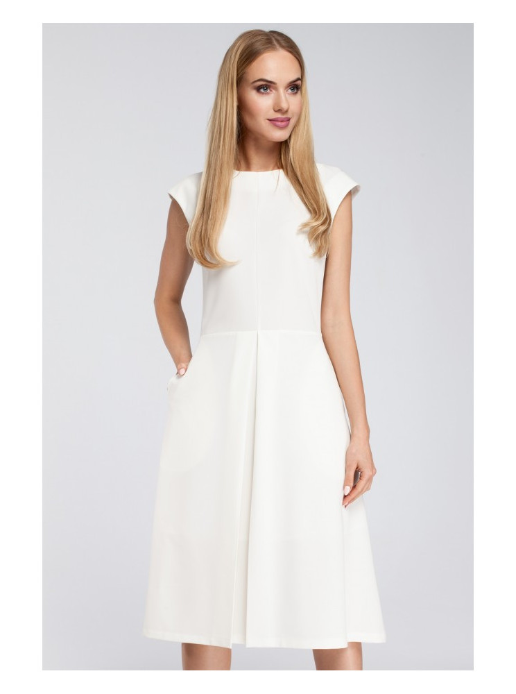 M296 Suknelė su klostėmis - nebalinta