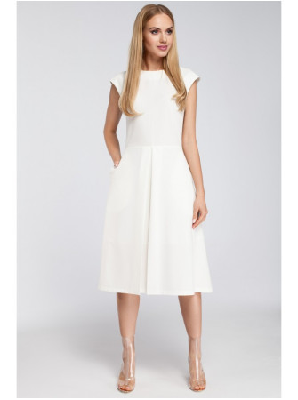 M296 Suknelė su klostėmis - nebalinta