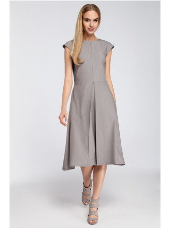 M296 Pilkoji suknelė su klostėmis - pilka