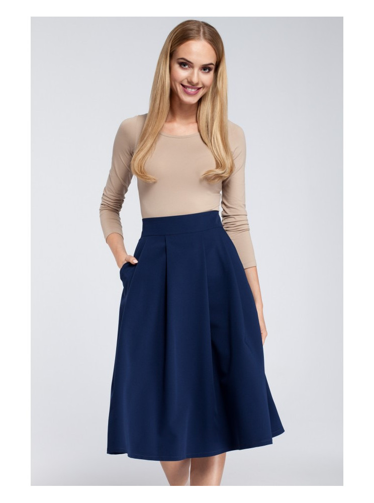 M302 Klėšinis midi sijonas - tamsiai mėlyna