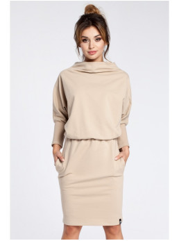 B032 Suknelė kimono rankovėmis - smėlio