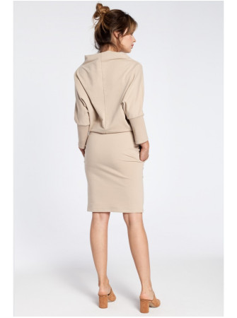 B032 Suknelė kimono rankovėmis - smėlio