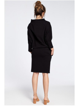 B032 Suknelė kimono rankovėmis - juoda