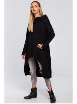 M477 Asimetriška tunika plačiu kaklu - juoda