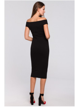 .K001 Megzta suknelė atvirais pečiais - juoda