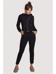 B243 Straight leg trousers leg with eyelets - black