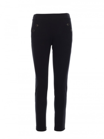 B243 Straight leg trousers leg with eyelets - black