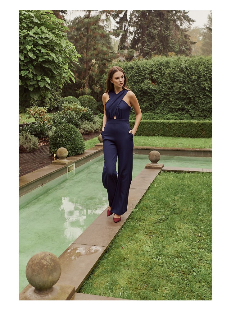 .K029 Kombinezonas su kryžiuota priekine dalimi - deep blue