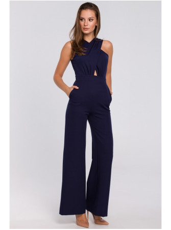 .K029 Kombinezonas su kryžiuota priekine dalimi - deep blue