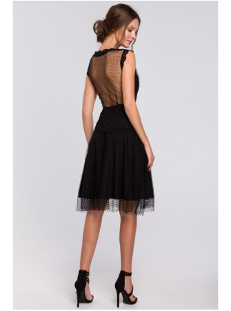 .K030 Sukarpyta tiulio suknelė - juoda