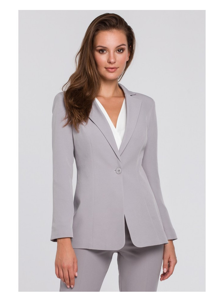 .K036 Vieno sagos švarkas - pilka