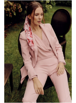 .K036 Krepinis švarkas su viena saga - crepe pink