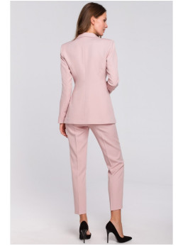 .K036 Krepinis švarkas su viena saga - crepe pink