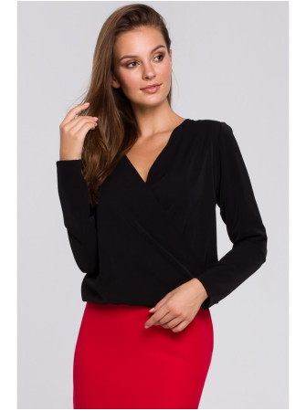 .K037 Apgaubiamo stiliaus palaidinė - juoda