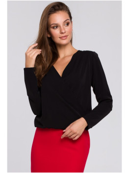 .K037 Apgaubiamo stiliaus palaidinė - juoda