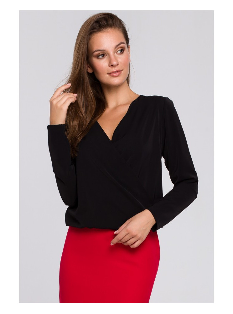 .K037 Apgaubiamo stiliaus palaidinė - juoda